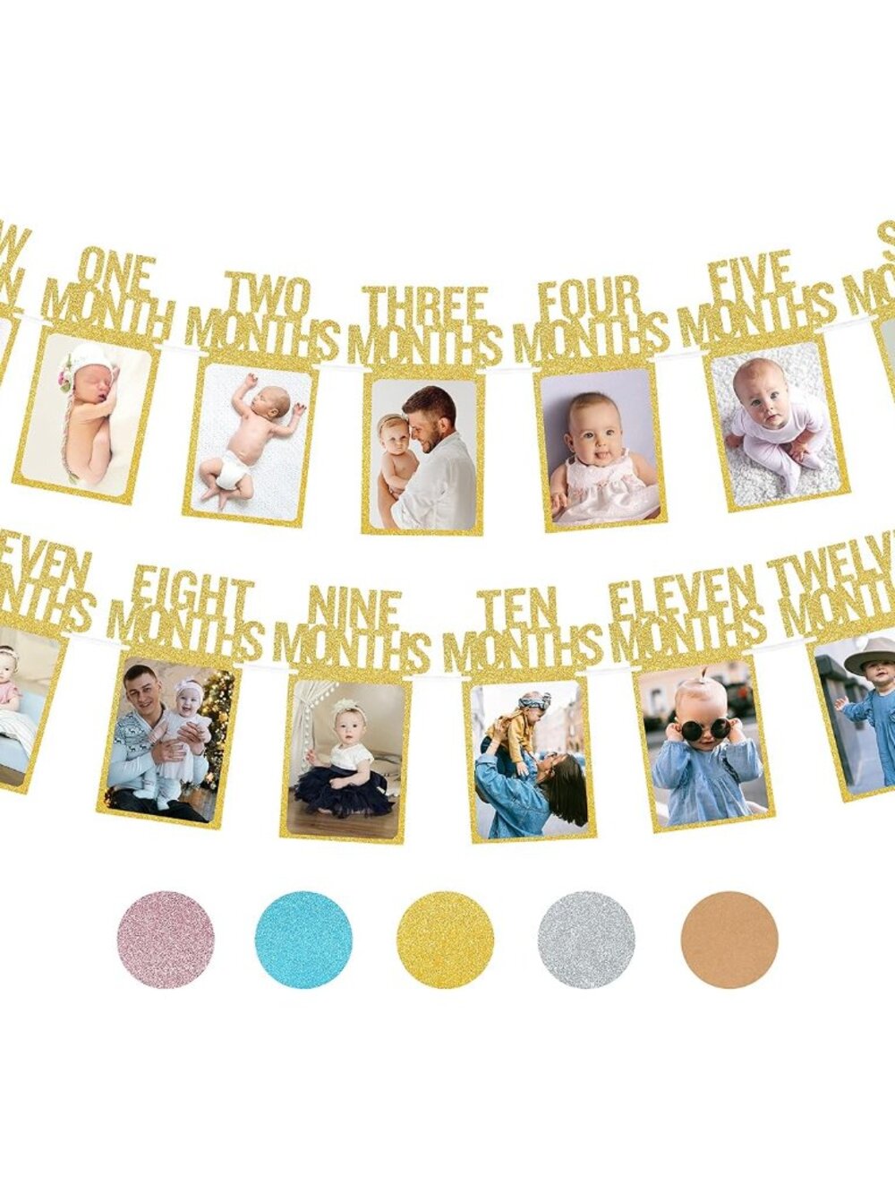 1st Birthday Photo Banner for Baby from Newborn to 12 Months, First Birthday Dec